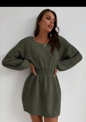 Shein Batwing Sleeve Corset Waist Sweater Dress • £9.99