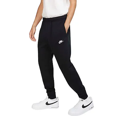 New Mens Nike Gym Athletic Club Jogger Fleece Pants Sweatpants Black White 2022 • $39.30