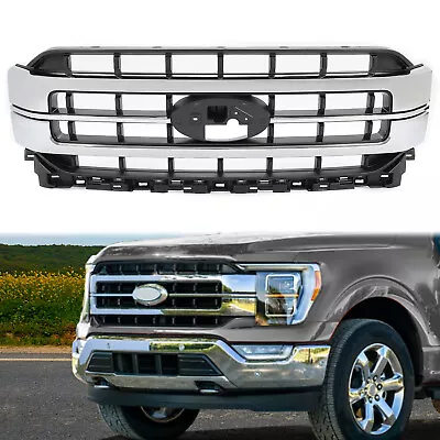 Fits Ford F150 2021 2022 2023 Lariat Sport Front Upper Grille Chrome #ML3Z8200FA • $139.99