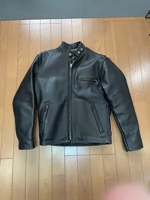 $304 • Buy Schott NYC 641 Black Leather Jacket Size 38 Cafe Racer Style Motorcycle Auth