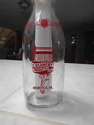 Vintage Brookville Creamery Quart Milk Bottle Brookville PA - Quart Bottle • $12.99