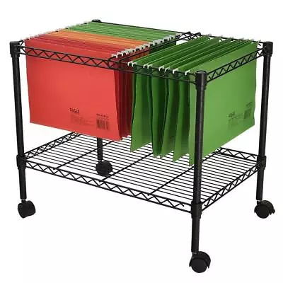 New Rolling File Cabinet Shelf Storage Cart With Wheels Mobile Filing Home US • $30.99