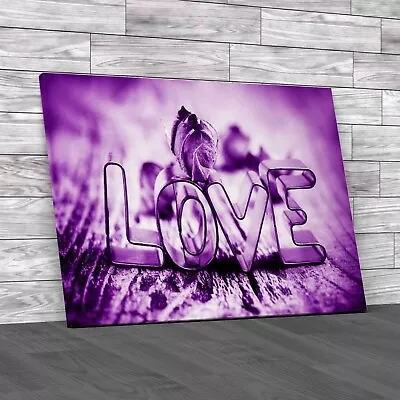 Rose Love Saying Purple Canvas Print Large Picture Wall Art • £14.95