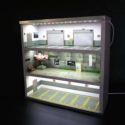 1:64 Parking Lot Display LED Lighting Car Garage Diorama Connector Scene Model! • $49.40