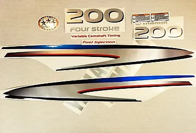 For YAMAHA F 200 Four Stroke. SILVER Vinyl Decal Set From BOAT-MOTO  Sticker Kit • $68