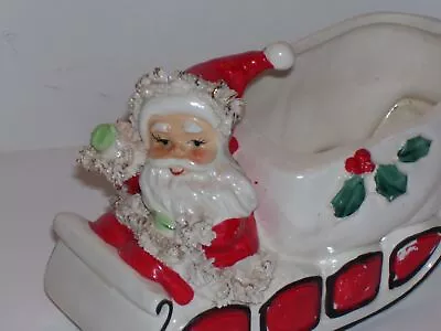 Vintage HTF UCAGCO Japan Ceramic Speghetti Trim Santa Claus Christmas Planter • $49.99