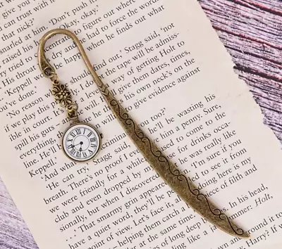 Vintage Clock Bookmark Book Reader Accessories Gift Paper Metal Books Hair Pin • $6.95