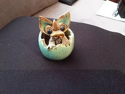 PRE OWNED Yare Designs Pottery Baby Dragon In Egg CHIPPED ON EAR • £21.50