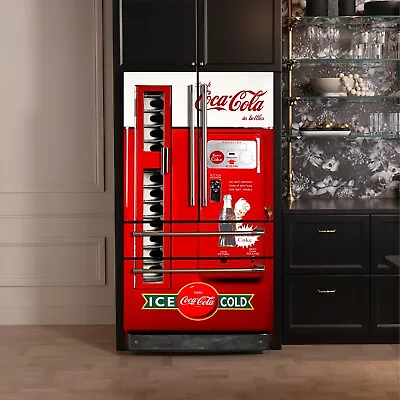 Vintage Vending Machine Coca Cola Fridge Decal Pell & Stick Door Mural Men Cave • $298