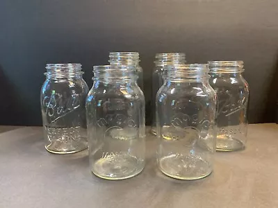 6 Vintage Clear Glass Canning Jars Ball Perfect Mason Magic Mason Jars NO LIDS • $9.71