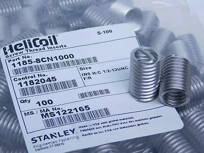 10/50/100pc HeliCoil Stainless Steel Insert 1/2 -13 Right-Hand Thread 1 L (HR) • $9.99