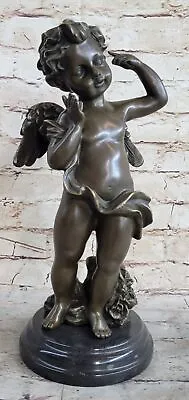 Bronze Sculpture Bouncy Happy Cherub Angel By Moreau French Decor Figurine Deal • $154.50