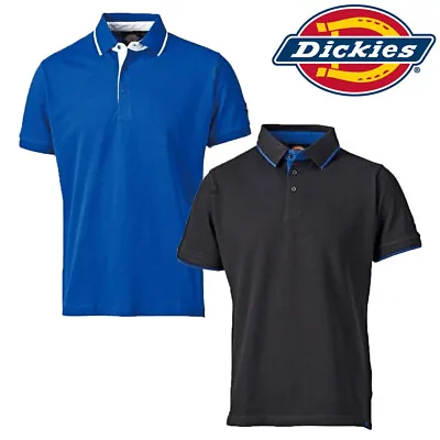 £12.95 • Buy Dickies Mens Polo Shirt Black Blue White Short Sleeve Work T-Shirt Anvil DT2000