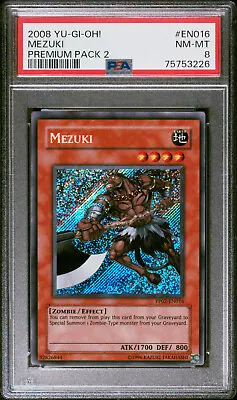 2008 Yugioh  Premium Pack 2  Pp02-en016 Mezuki Secret Rare Psa 8 Nm #75753226 • $59.90