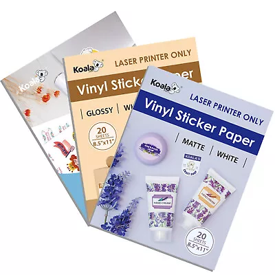 Lot Koala Printable Vinyl Sticker Paper Waterproof Glossy Matt White LASER ONLY • $7.99