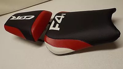 HONDA 01/03 CBR600 F4i FRONT & REAR SEAT COVERS BLACK/RED/WHITE CUSTOM FIT • $85