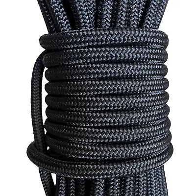 NEW 7/16  (11mm) X 100' Double Braid Static Line Safety Rope Black • $60