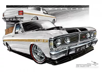 Ute XY UTE XY FALCON UTE ULTRA WHITE GOLD STRIPE A2 FRAMED PRINT (FT082B) • $249