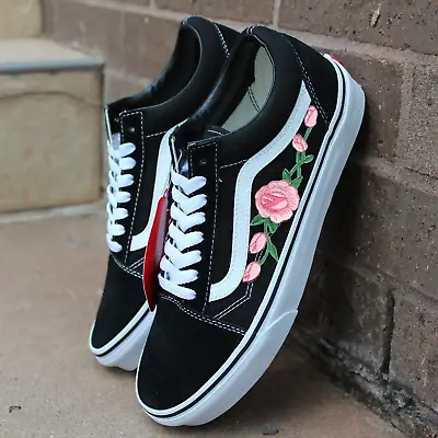 Vans Black Old Skool Pink Rose Custom Handmade Shoes By Patch Collection • $241.55