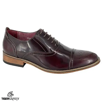 Goor M516BD Mens Oxblood Quality Leather Formal 5 Eye Capped Oxford Brogue Shoes • £29.85
