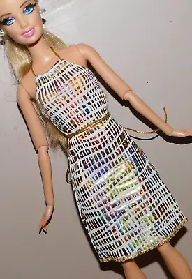 Barbie Htf G8998 Metallic Gold Fashion Fever Dress Fits Fashionista Model Doll • $13