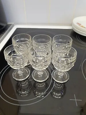 VINTAGE JACOBEAN Set 6 Clear Liqueur Sherry Glasses (A8) • £10