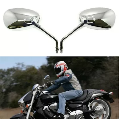 Chrome 10mm Alu Universal Motorcycle Mirrors Bike/Motorbike Rear View/Side Pair • $27.09