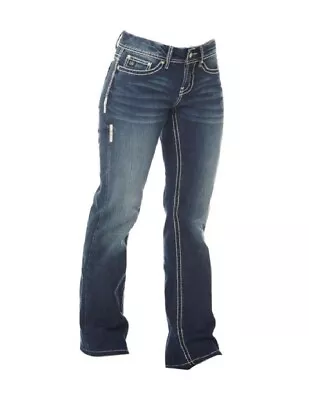 Cowgirl Up Western Jeans Womens Bootcut 26 X 30 Med Stonewash CGJ30605 • $27.60