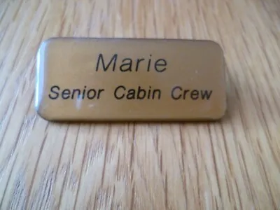 Britannia Airways Senior Cabin Crew Name Badge Rare Stewardess Gold Plastic • £40