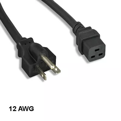 KNTK 3ft AC Power Cord NEMA 6-20P To IEC-60320 C19 12 AWG 20A 250V SJT Cable • $15.24