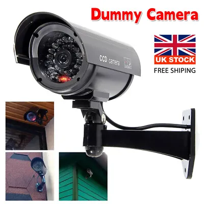 Dummy CCTV Bullet Camera With Flashing LED Deter Crime For Indoor/Outdoor Black • £7.99