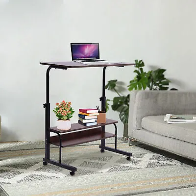 Mobile Rolling Laptop Desk Overbed Table Cart Hospital Bed Height Adjustable! • $48