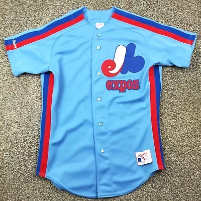 Vintage 1989-1991 Montreal Expos Jersey Rawlings Authentic Sz 44 Blue USA Made • $694.99