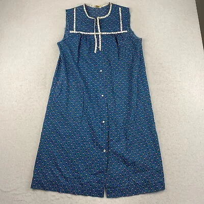 Vintage Komar Leisurely Living 50's Dress Women's Medium Blue Floral Sleeveless • $14.33