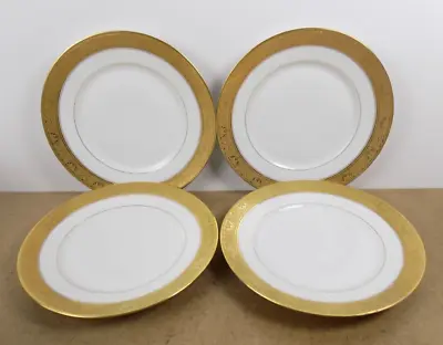 4 L. Boyer Limoges Porcelain 8.75  Plates Ovington Bros. NY Gold Band  (ie@b3/2) • $62.39