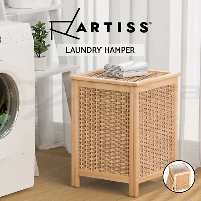 Artiss Laundry Hamper Bathroom Storage Cabinet Wooden Organiser Bag Clothes • $79.95