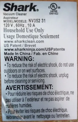 Sh80) Shark Navigator Lift Away Vacuum Parts Nv352 31 Used Lavender • $32.99