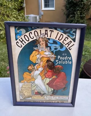 Chocolat Ideal Cocoa -Vintage Advertising Framed Poster Alphonse Mucha 10x13 • $50