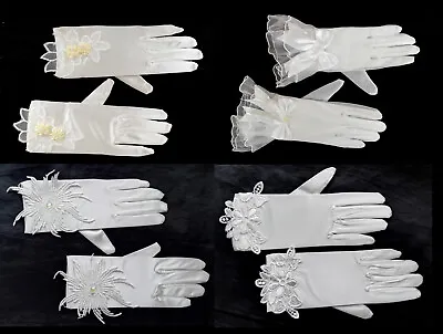 £3.49 • Buy Ladies Short Wrist Ivory Satin Gloves Wedding/evening/Party/Prom