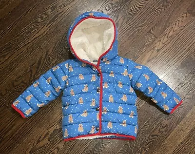 Toddler Girls Mini Boden Teddy Bear Winter Hooded Puffer Jacket 2-3 Years MINT • $29.99