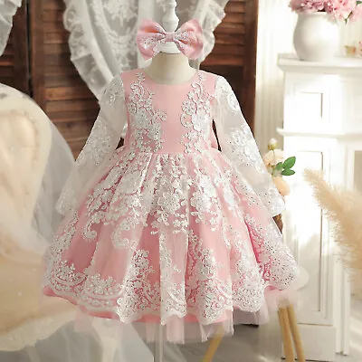 Baby Girl 1st Birthday Outfit Lace Wedding Flower Girl Cakesmash Photoshoot • $49.99