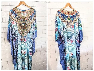 Gorgeous Designer Womens Kaftan Plus Size Multicoloured Embellished With Jewels • $35