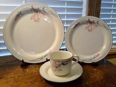 Vintage Lenox Chinastone  Iris On Grey  Four Piece Place Settings Nine Available • $14.99