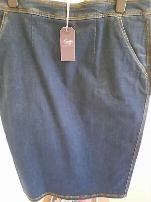 Marks And Spencer Denim Pencil Skirt 22/24 • £12