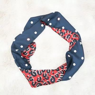 LOUIS VUITTON Scarf Authentic Cloth Fashion Leopard Navy Red Multicolor • £145.43
