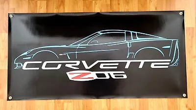 Big Vinyl Banner Corvette C6 Z06 Side Silhouette Sign Poster Racing 4'x2' • $59.99
