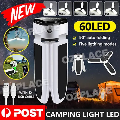 $17.95 • Buy Solar Camping Light LED Lantern Tent Lamp USB Rechargeable Outdoor Hiking Lights
