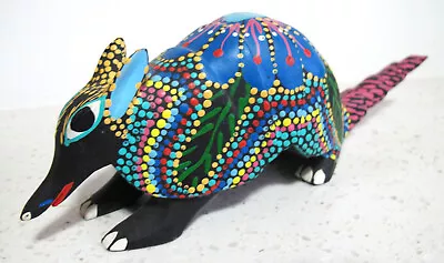 Oaxacan Mexican Folk Art Wood Carved Painted Armadillo Figure Gabriela Arrazola • $20