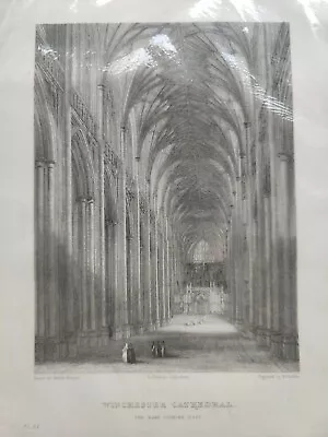 £4 • Buy Winchester Cathedral Nave Vintage Antique Print Winkles 1835