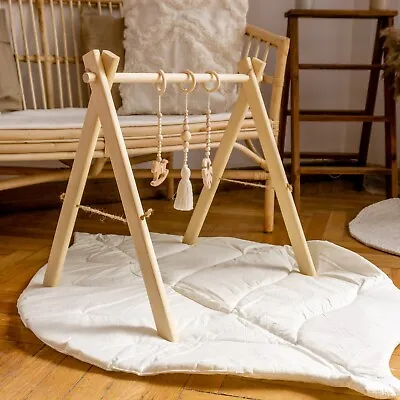 Wooden Baby Play Gym With 3 Pendants / Baby Gym Stand • £30